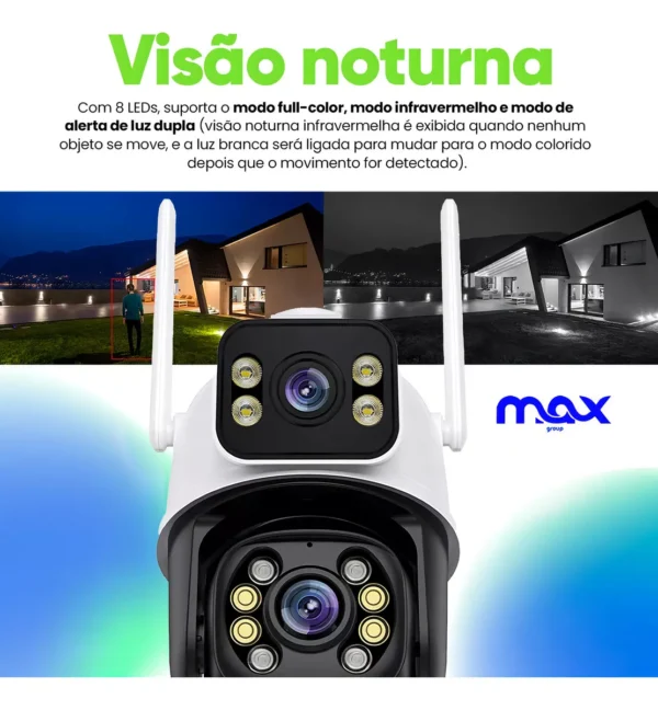 Câmera Wifi Full Hd Externa Prova D'água Lente Dupla Ip66 Cor Branco - Image 2