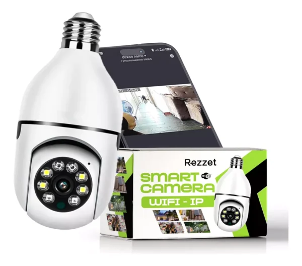 Câmera de Segurança Rezzet - Lâmpada IP Wi-Fi com Visão Noturna Interna e Externa - Image 2