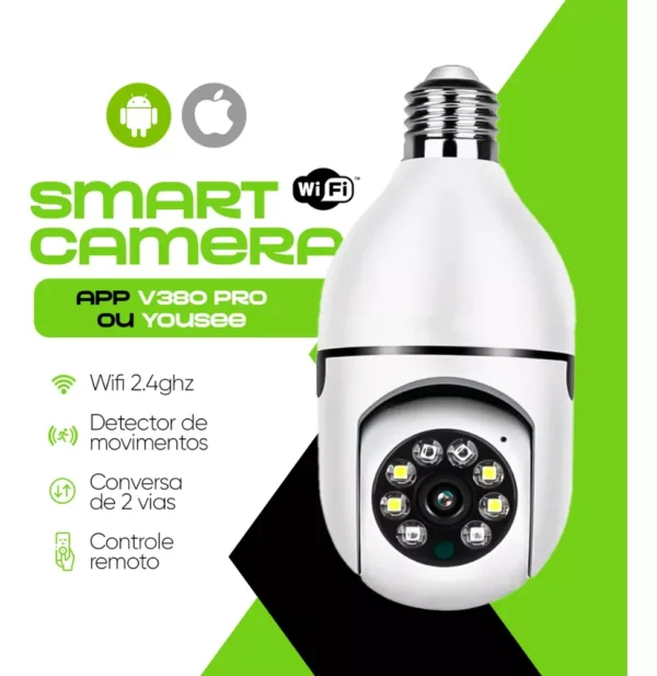 Câmera de Segurança Rezzet - Lâmpada IP Wi-Fi com Visão Noturna Interna e Externa - Image 3