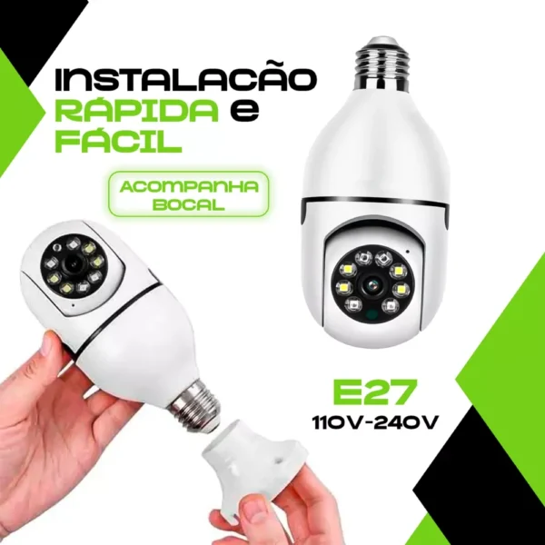 Câmera de Segurança Rezzet - Lâmpada IP Wi-Fi com Visão Noturna Interna e Externa - Image 4