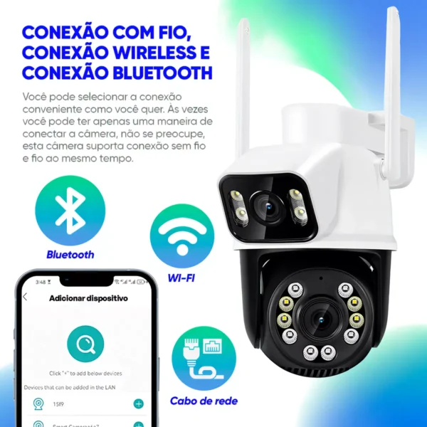 Câmera Wifi Full Hd Externa Prova D'água Lente Dupla Ip66 Cor Branco - Image 9