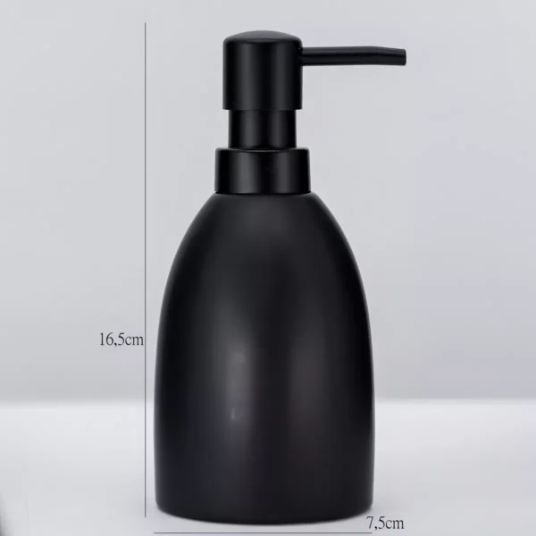 Jogo Banheiro Porcelana Ônix 3pçs Saboneteira Copo Dispenser - Image 3