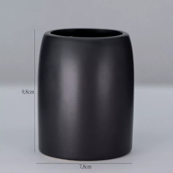 Jogo Banheiro Porcelana Ônix 3pçs Saboneteira Copo Dispenser - Image 5