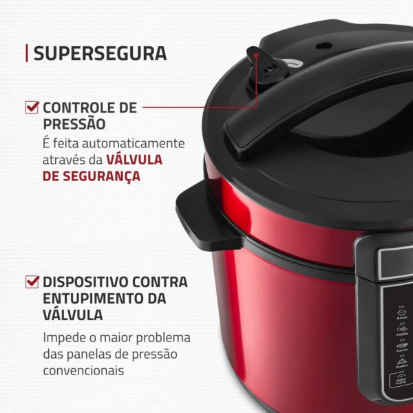 Panela de Pressão Elétrica Digital 5L, Mondial, Vermelho/Inox, 900W, 220V - PE-39 - Image 5