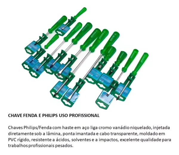 Jogo Chave De Fenda E Philips Profissional Imantado 12 Peças - Image 2