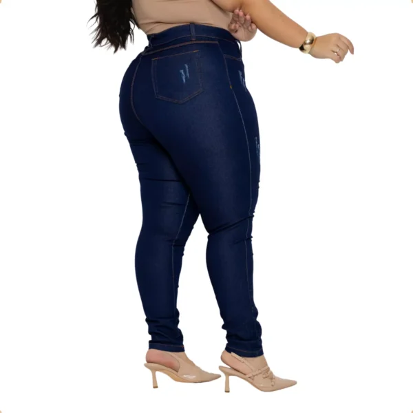 Calça Jeans Plus Size Cintura Alta Elastano Lycra Modeladora - Image 2