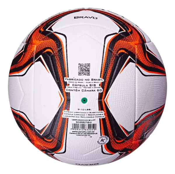 Bola De Futebol Branco E Laranja De Campo Bravo Xxiv Penalty - Image 3