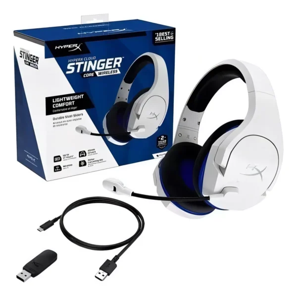 Headset over-ear gamer sem fio PS5/XBOX/PC HyperX Cloud Stinger Core HHSS1C-KB branco
