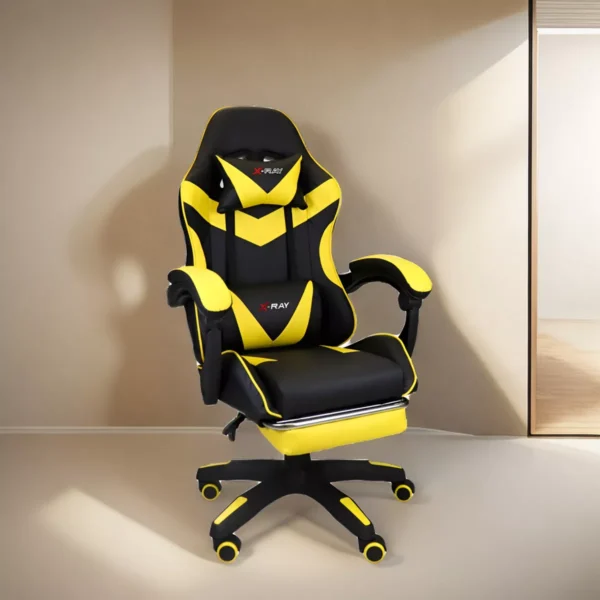 Cadeira Gamer Streamer Ergonomica Confortável Reclinável Cor Amarelo Material Do Estofamento Couro Sintético - Image 2