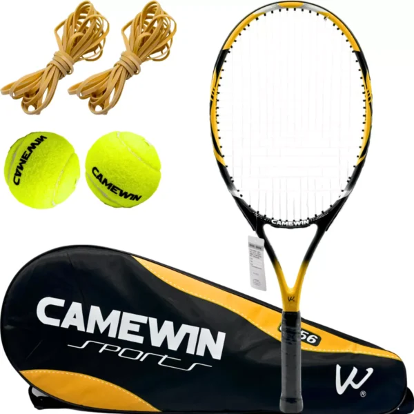 Kit 2 Raquete Tênis Quadra 2 Capas Protetora 4 Bolas Amarelo - Image 4