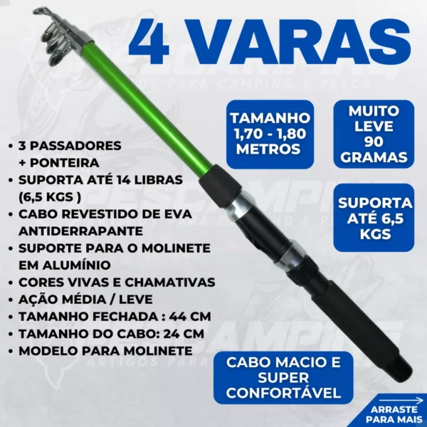 Kit Pesca Completo  4 Varas Com Molinetes + Acessórios - Image 3