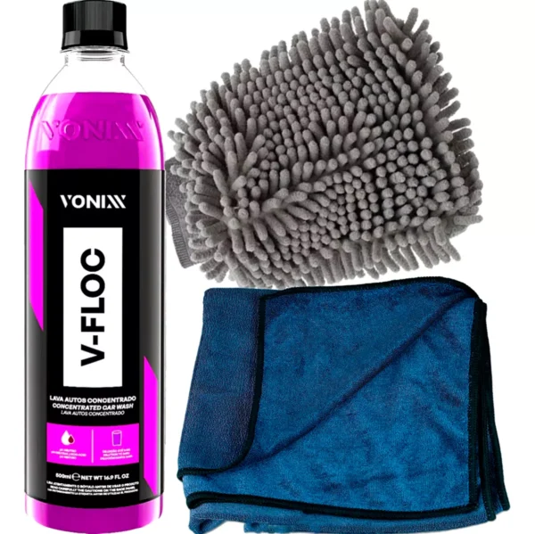 Shampoo V-floc Vonixx + Toalha Secagem + Luva Microfibra
