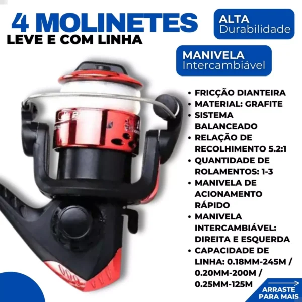 Kit Pesca Completo  4 Varas Com Molinetes + Acessórios - Image 4