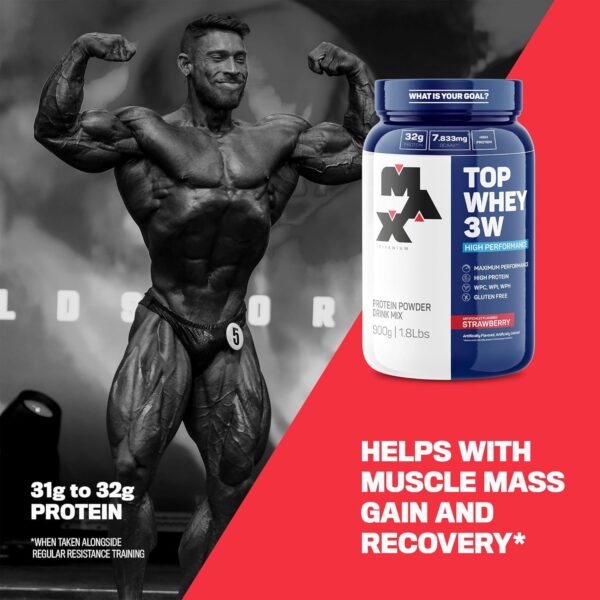 100% Whey (900G), Max Titanium - Sabor Morango