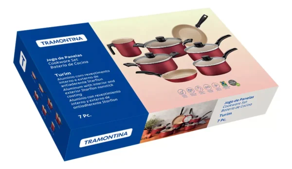 Jogo de Panelas Tramontina Turim 7 Peças em Alumínio com Revestimento Antiaderente Vermelho - Image 5