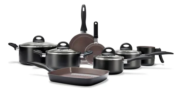Jogo De Panelas Brinox Ceramic Life Smart Plus 8 Peças Preto