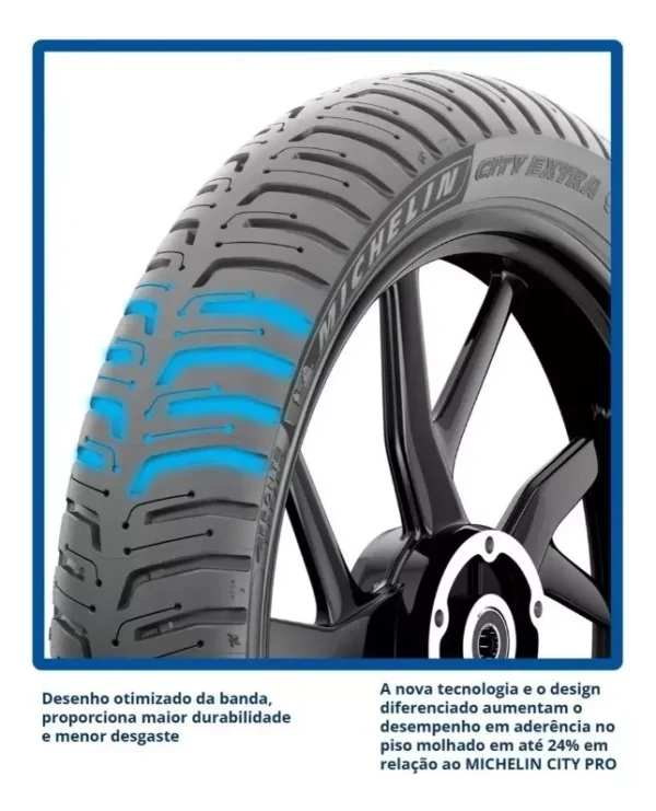 Pneus Dianteiras/traseiras Para Moto Michelin City Extra Pneu Sem Câmara De 80-100-18+90-90-18 S 47 - Image 6